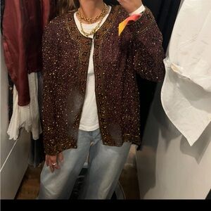 Vintage Brown Sequin Evening Jacket